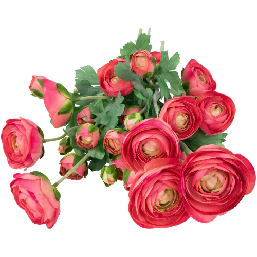 Real Touch™ Coral Pink Ranunculus Artificial Floral Sprays, Set of 6 - 21"