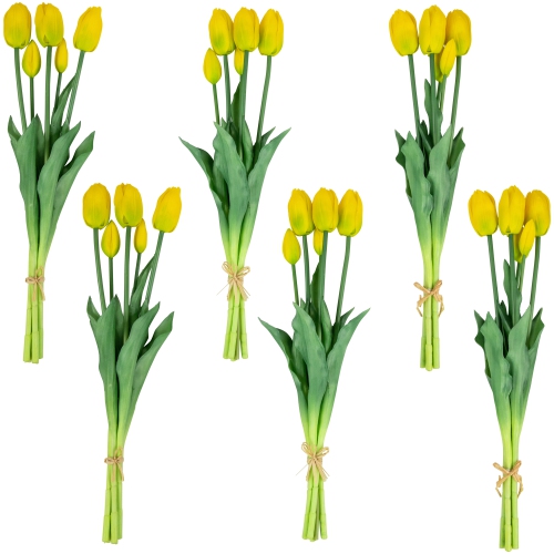 Real Touch™ Yellow Artificial Tulip Floral Bundles, Set of 6 - 18"