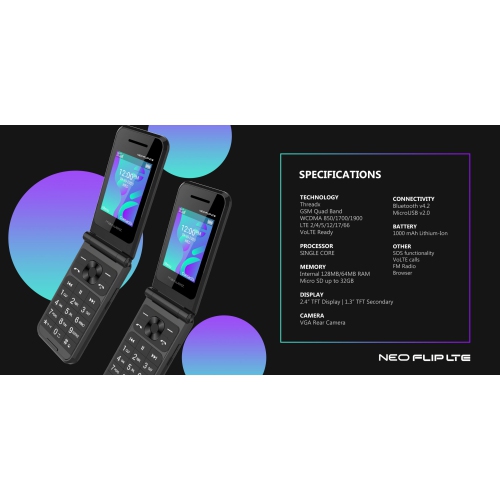 Maxwest Neo Flip Phone 4G LTE - Black