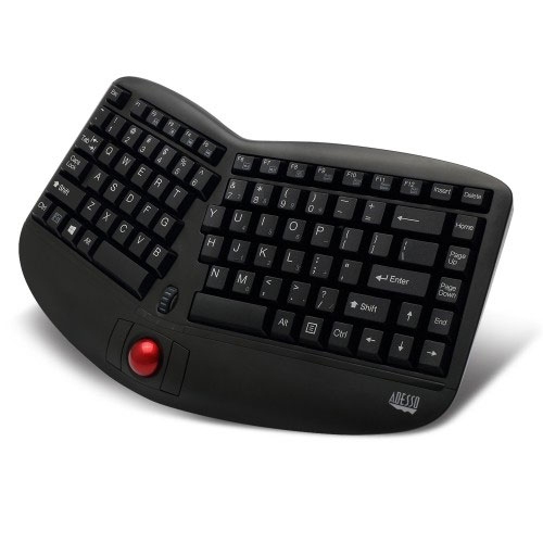 Boîte ouverte - clavier ergonomique sans fil Tru-Form Media 3150 d’Adesso avec boule de commande