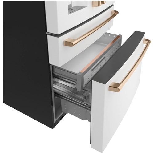 Réfrigérateur à deux portes 22,3 pi³ 36 po à distributeur d'eau/glace Café - Blanc mat