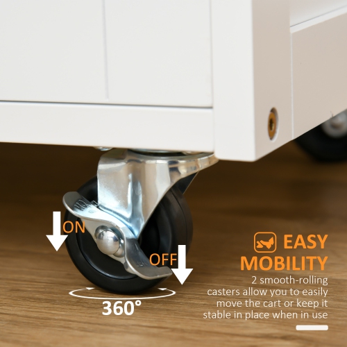 HOMCOM – Chariot de cuisine à roulettes avec tiroir, étagère à 9 bouteilles de vin, armoires de rangement, comptoir en bois