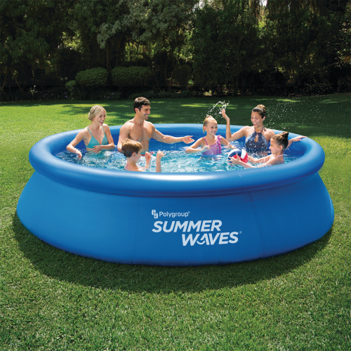 Summer Waves 12ft x 30in Round Quick Set Inflatable Pool with RX330 filter pump - Blue