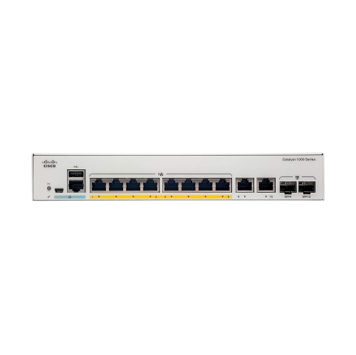 Cisco Catalyst 1000-8T-E-2G-L Network Switch, 8 Gigabit Ethernet Ports, 2X 1G SFP/RJ-45 Combo Ports, Fanless Operation, External PS