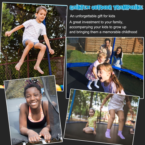 Gymax 14FT Outdoor Large Trampoline Safety Enclosure Net w/ Basketball