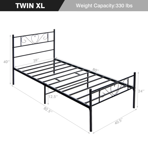 Gymax Twin XL Metal Platform Bed Frame Heavy-duty Steel Slat Support with Storage