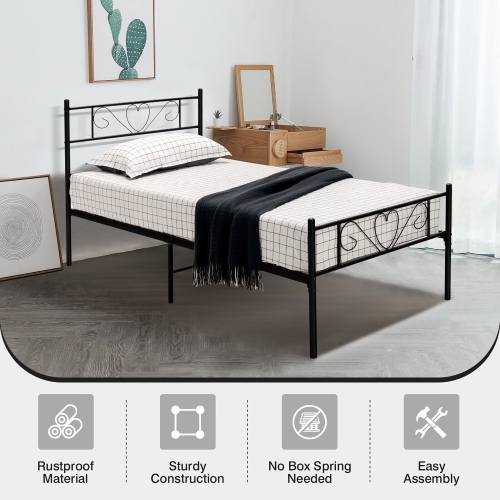 Gymax Twin XL Metal Platform Bed Frame Heavy-duty Steel Slat Support with Storage