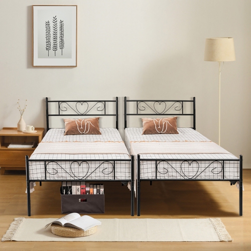 Gymax Twin XL Metal Platform Bed Frame Heavy-duty Steel Slat Support with Storage