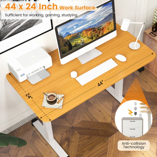 Gymax Electric Standing Desk Adjustable Stand up Computer Desk Anti-collision