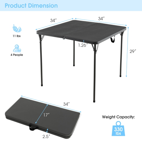 Costway Folding Camping Table Portable HDPE Outdoor Picnic Dining Table w/ Handle