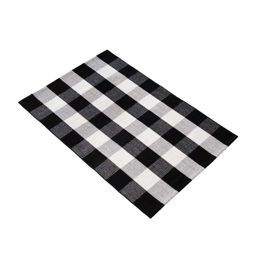 B&B Buffalo Plaid Runner Rug, Washable, Black and White Checkered Rug, Buffalo Plaid Outdoor Rug, Front Porch Rugs, Black and White Outdoor Rug