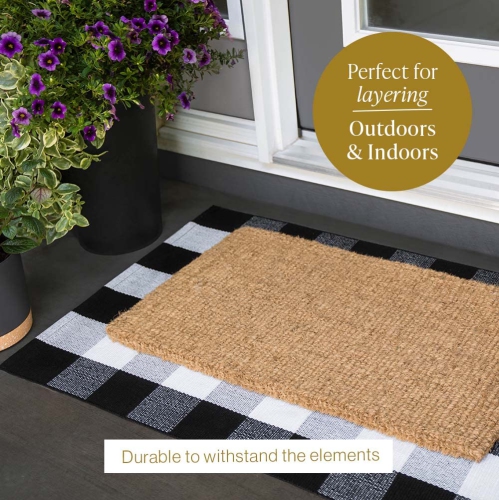 B&B Buffalo Plaid Runner Rug, Washable, Black and White Checkered Rug, Buffalo Plaid Outdoor Rug, Front Porch Rugs, Black and White Outdoor Rug