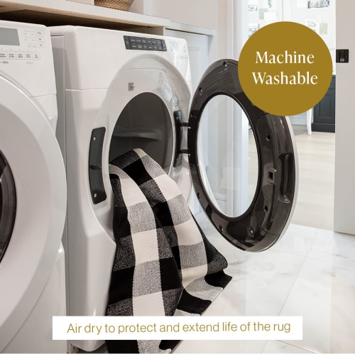 B&B Buffalo Plaid Runner Rug, Washable, Black and White Checkered Rug, Buffalo Plaid Outdoor Rug, Front Porch Rugs, Black and White Outdoor Rug