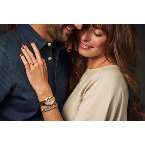 Citizen Ladies Crystal Eco-Drive Watch 30mm Gold-Tone Stainless Steel Case and Bracelet with Champagne Dial