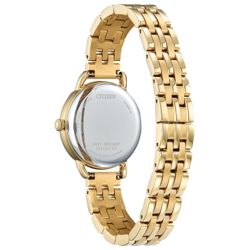 Citizen Ladies Classic Coin Edge Eco-Drive Watch 29mm Gold-Tone Stainless Steel Case and Bracelet with Silver-Tone Dial