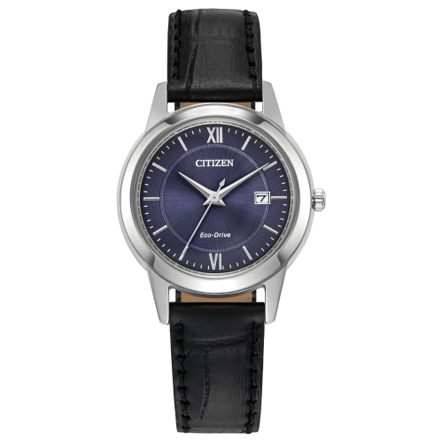 Image 1 de 3.. Montre pour femmes classique Eco-Drive de Citizen avec boîtier en inox argenté et cadran bleu 29,5&nbsp;mm