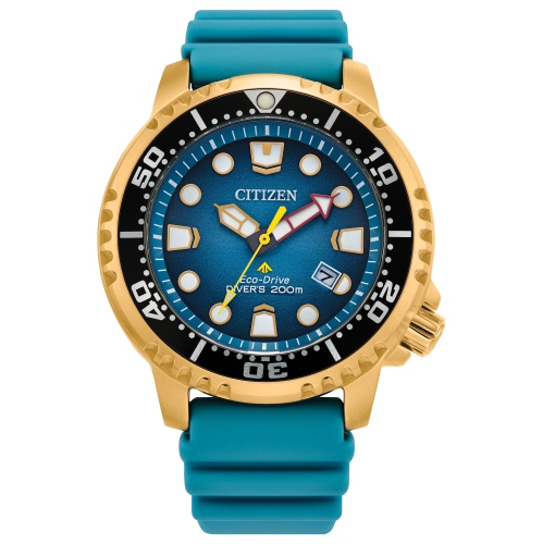 CITIZEN  Unisex Promaster Dive Eco-Drive Watch 44MM Gold-Tone Stainless Steel Case Polyurethane Strap With Dial (Bn0162-02X) In Blue