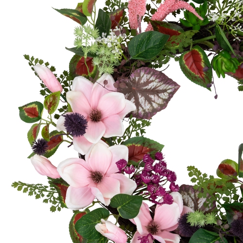 Artificial Astilbe and Thistle Mixed Spring Floral Wreath - 24"