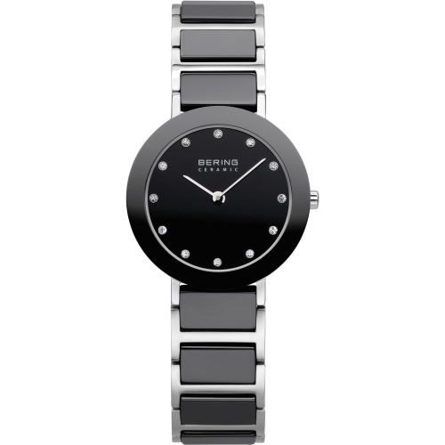 Ladies Ceramic Stainless Steel Watch In Silver/Black