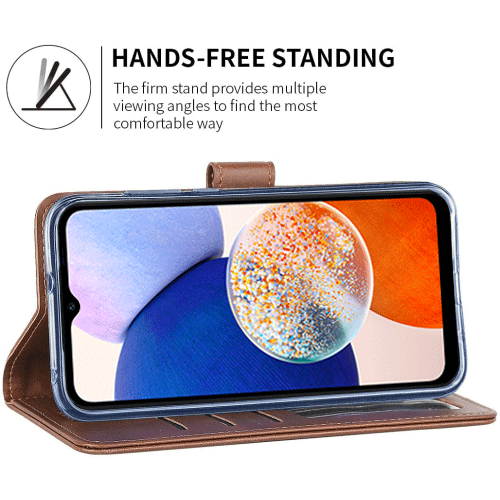 XCRS Folio Magnetic Wallet Cover, PU Leather Pouch with Card Slot and Stand Case for Samsung Galaxy A14 5G 2023