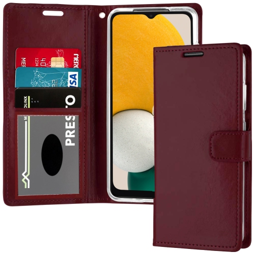 XCRS Folio Magnetic Wallet Cover, PU Leather Pouch with Card Slot and Stand Case for Samsung Galaxy A14 5G 2023