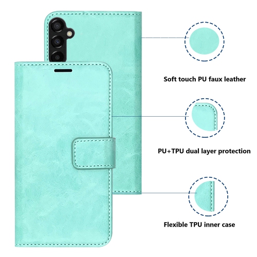 XCRS Folio Magnetic Wallet Cover, PU Leather Pouch with Card Slot and Stand Case for Samsung Galaxy A14 5G 2023