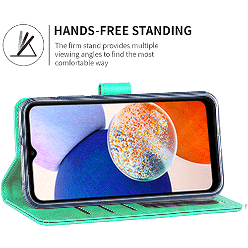 XCRS Folio Magnetic Wallet Cover, PU Leather Pouch with Card Slot and Stand Case for Samsung Galaxy A14 5G 2023