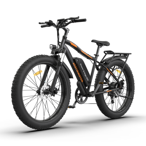 AOSTIRMOTOR  S07-B Electric Bike, 750W 26Inch Fat Tire 48V Ebike for Adults With Removable Battery And Rack He loves the speed and he just zoomed by me as I rode with him on a bike with a 500-watt motor