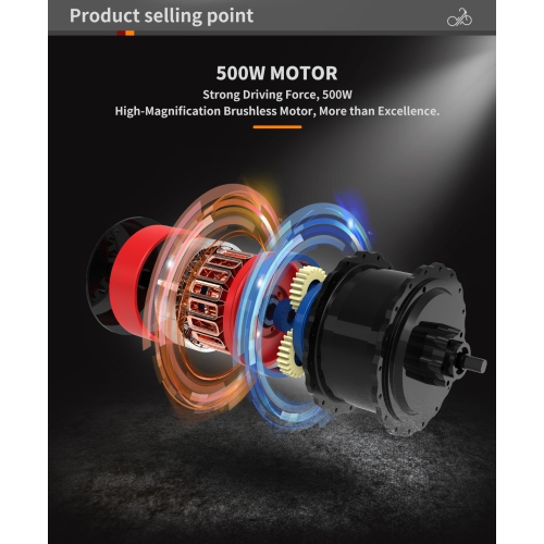 Vélo électrique pliable AOSTIRMOTOR A20 avec batterie 500 W 36 V 13AH, 20 po. Vélo électrique Fat Tire pour adultes - Noir