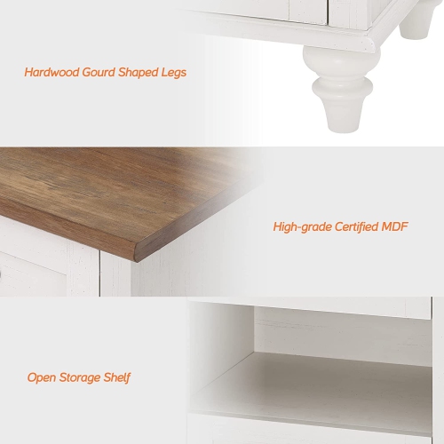 WAMPAT Nightstands with Charging Station,End Table with USB Ports and Outlets for Living Room,Side Table with 2 Drawers and Open Storage for