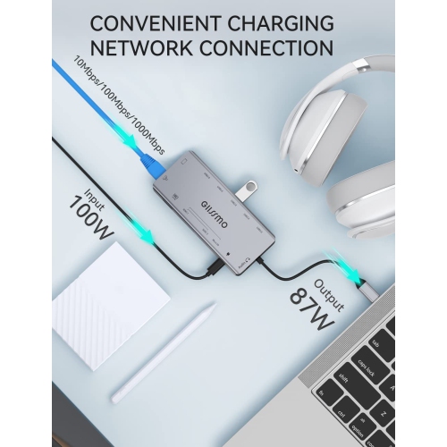 USB C Docking Station Dual Monitor, GIISSMO 13-in-1 USB-C Laptop Docking Station with 4K HDMI, VGA, PD, Ethernet,,3 USB 2.0, 2 USB 3.0, SD/TF, Audio,