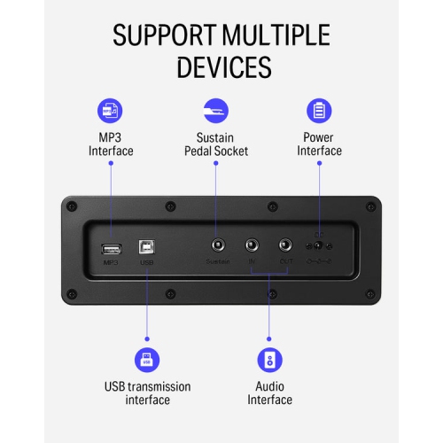 Donner DDP-100 88-Key Weighted Hammer Action Upright Digital Piano for Beginner with Black Two-Seater Piano Bench