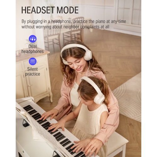 Donner DDP-100 88-Key Weighted Hammer Action Upright Digital Piano for Beginner with Black Two-Seater Piano Bench