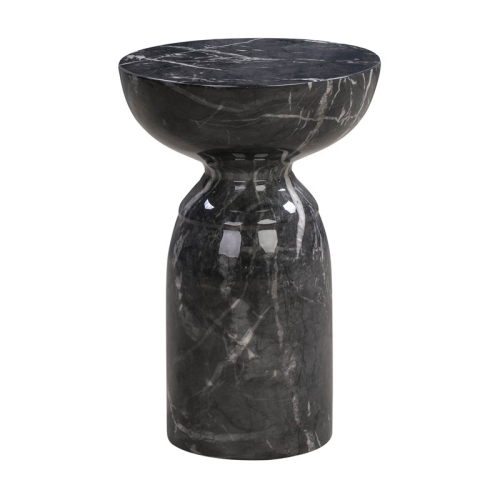 TOV Furniture Rue 20"H Transitional Marble Concrete Stone Side Table in Black