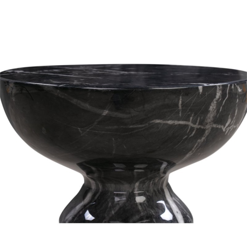TOV Furniture Rue 20"H Transitional Marble Concrete Stone Side Table in Black