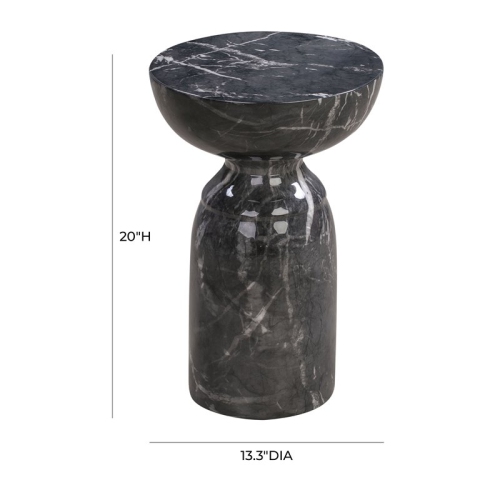 TOV Furniture Rue 20"H Transitional Marble Concrete Stone Side Table in Black
