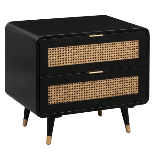 TOV FURNITURE  Christine 24.4"h Mid-Century Wood Nightstand In In Black