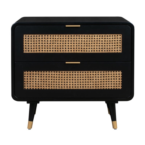 TOV Furniture Christine 24.4"H Mid-Century Wood Nightstand in Black