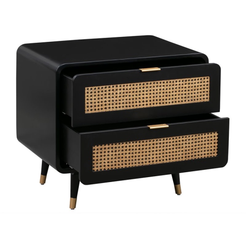 TOV Furniture Christine 24.4"H Mid-Century Wood Nightstand in Black