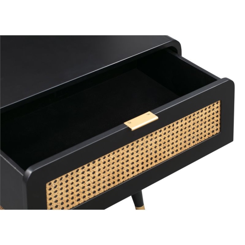 TOV Furniture Christine 24.4"H Mid-Century Wood Nightstand in Black