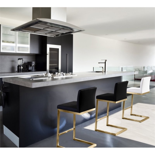 TOV Furniture Parma 26" Steel/Fabric Counter Stools in Black/Gold