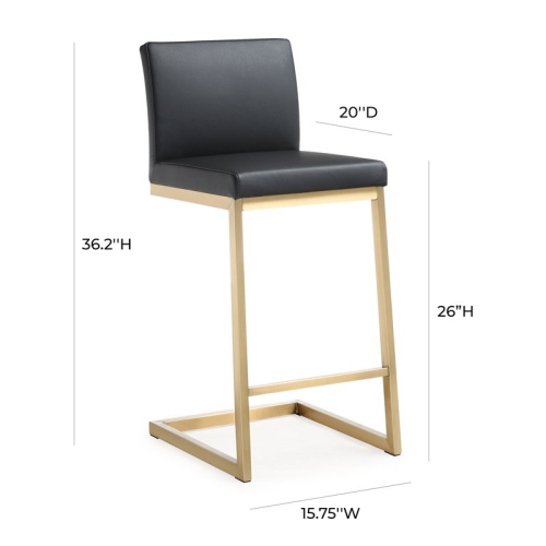 TOV Furniture Parma 26" Steel/Fabric Counter Stools in Black/Gold