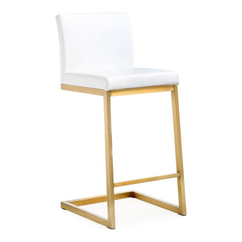 TOV FURNITURE  Parma 26" Steel/fabric Counter Stools In White/gold (Set Of 2)