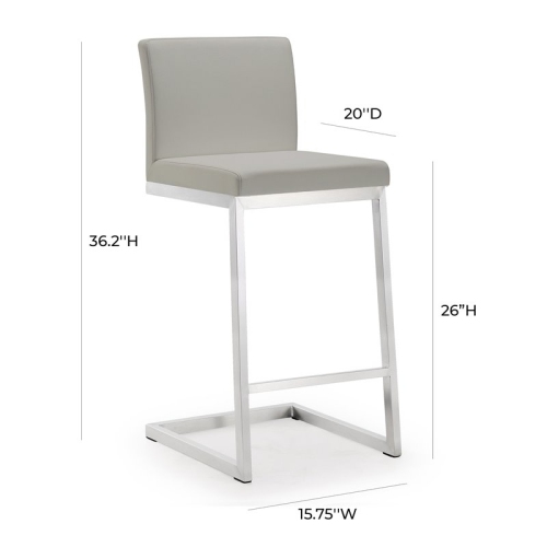 TOV Furniture Parma 26" Contemporary Fabric Counter Stools in Gray