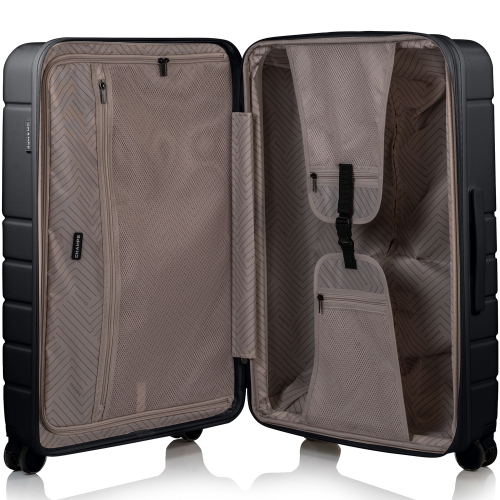 CHAMPS Linen Collection 3-Piece Hardside Luggage Set, Black