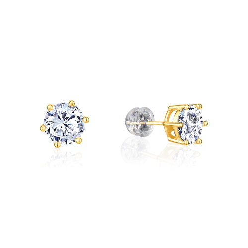 CLUB ROCHELIER  5A Cubic Zirconia 7MM Geometric Stud Earrings In Gold