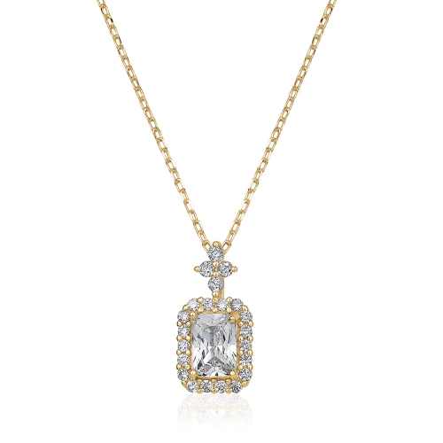 CLUB ROCHELIER  5A Cubic Zirconia Geometric Minimalist Necklace In Gold