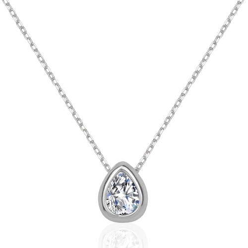 CLUB ROCHELIER  5A Cubic Zirconia Teardrop Minimalist Necklace Gold In White