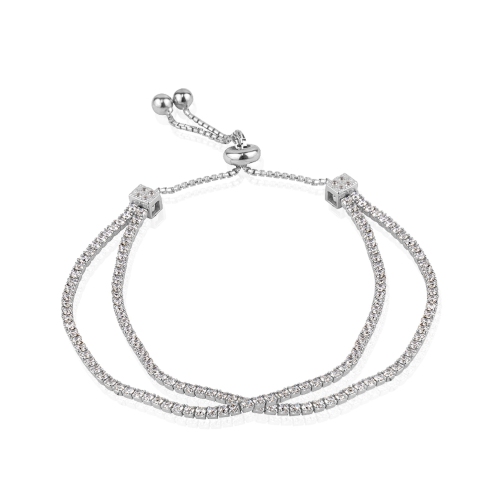 CLUB ROCHELIER  5A Cubic Zirconia Double Strand Bracelet In Silver