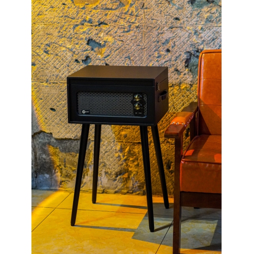 Support pour tourne-disque Bluetooth Discovery d’Arkrok avec tourne-disque à 3 vitesses - Noir